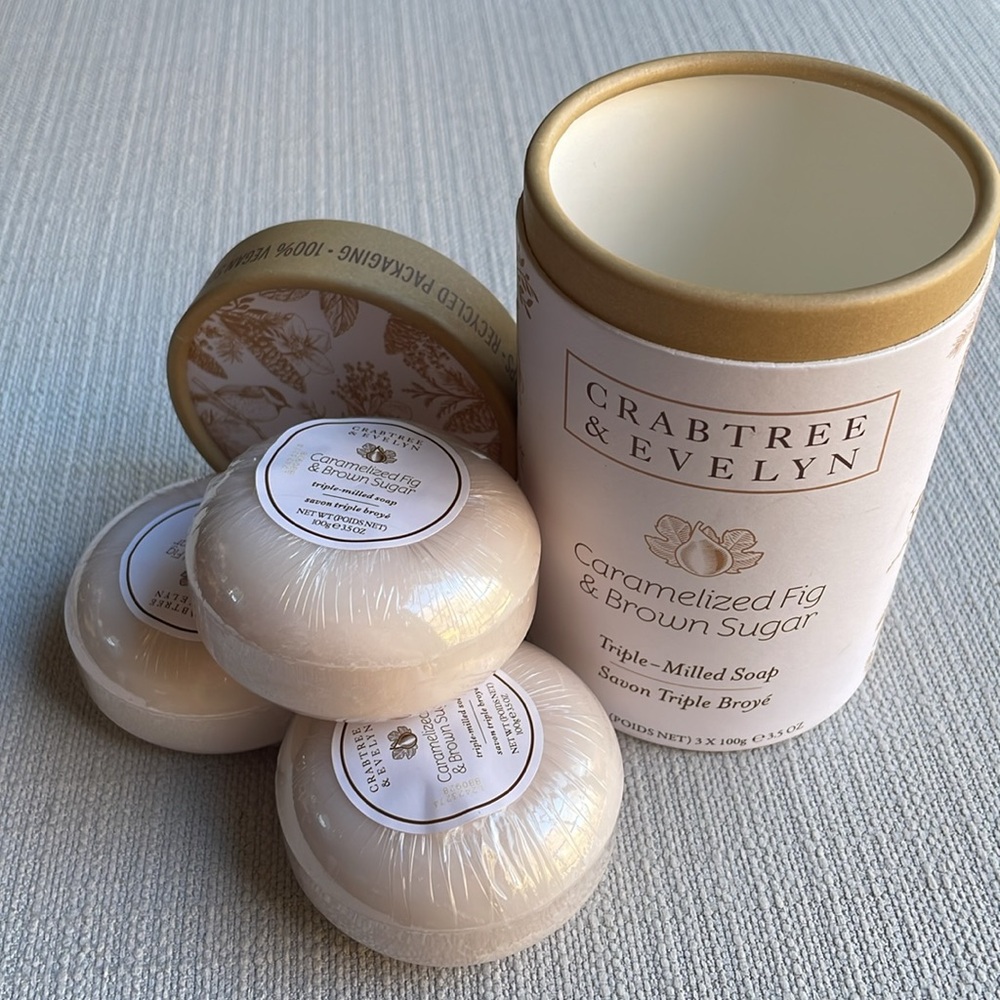Crabtree & Evelyn Caramelized Fig & Brown Sugar tripled milled soap set